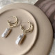 BLUEYES COLLECTION Natural Asymmetrical Baroque-shaped pearls 925 Silver Post 14K Earring-004