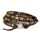 BLUEYES COLLECTION "Hot Mix Color India Agate Stainless Steel Snap Button Lock Genuine Leather Bracelet